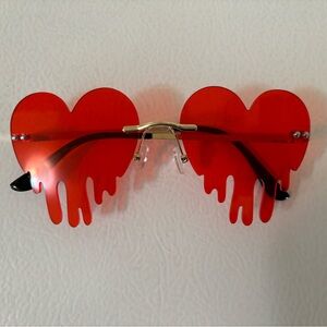 Red Droopy Heart Sunglasses Cosplay